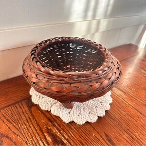 Vintage wood-footed basket